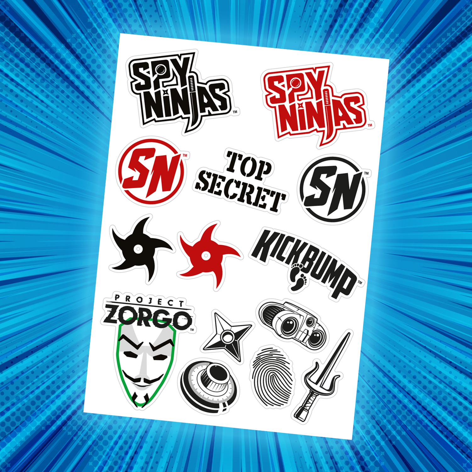Spy Ninjas Sticker Sheet - 6" x 8"
