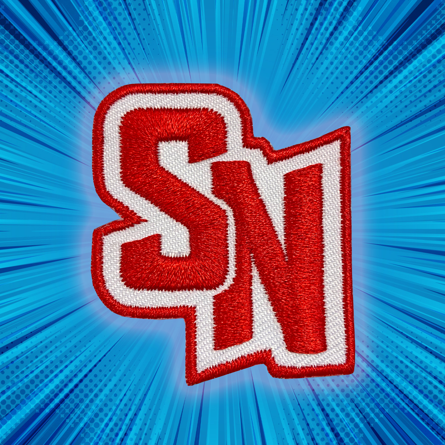SN Logo Embroidered Patch 40mm wide - Red